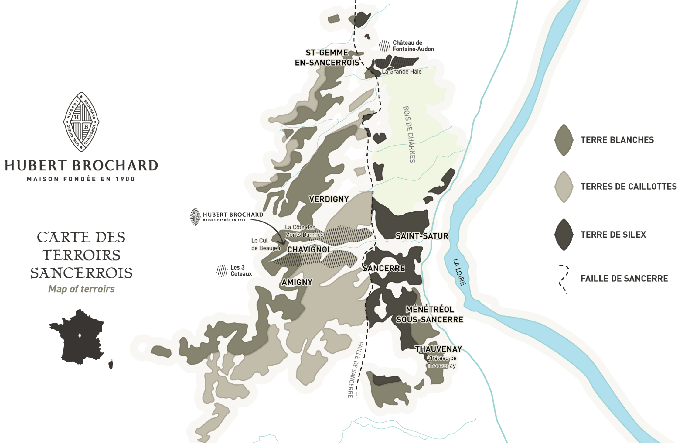 Nos terroirs en carte - Domaine Hubert Brochard